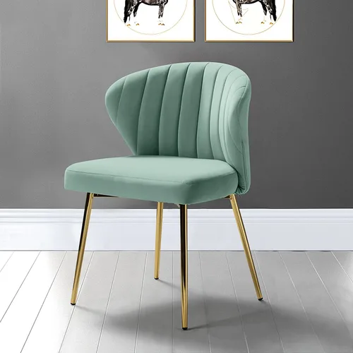 Vista 22 de TINA'S HOME Juego de 2 sillas decorativas, sillas laterales de terciopelo glamoroso con patas doradas, sillas de comedor tapizadas de mediados