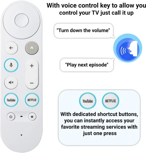 Vista 2 de Paquete de 2 repuestos para Google TV Streamer 4K, control remoto inteligente de voz con zumbador, compatible con Google Streamer 4K, Chromecast