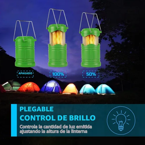 Vista 4 de Lichamp Paquete de 4 linternas LED para campamento, velas plegables sin llama, velas de té, luces de campamento portátiles a batería, kit de Verde