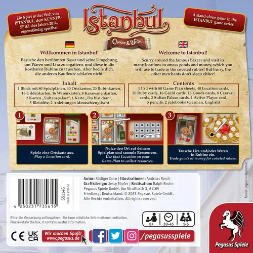 Vista 4 de Istanbul: Choose & Write - Juego de intercambio de recursos - Juego para la noche de juegos en familia - 1 a 5 jugadores - 30 a 45 minutos de juego