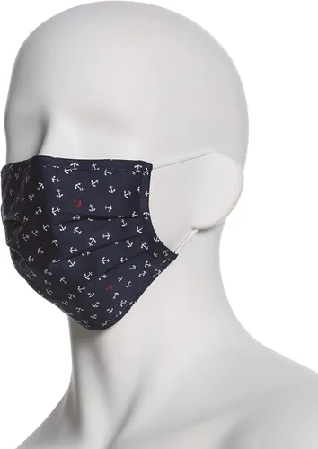 Vista 5 de Perry Ellis - Cubrebocas estándar de tela plisada, reutilizables (paquete de 3, estampados y colores surtidos)