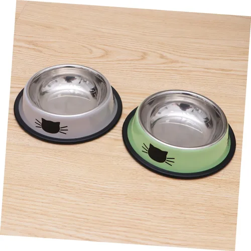 Vista 2 de ABOOFAN Tazón de agua para gatos de acero inoxidable para gatos, apto para bigotes, juego de 2 piezas