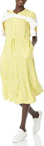 Vista 4 de Tienda Essentials - Vestido por debajo de la rodilla de media manga para mujer, estilo acampanado, ajuste holgado, ceñido en la cintura
