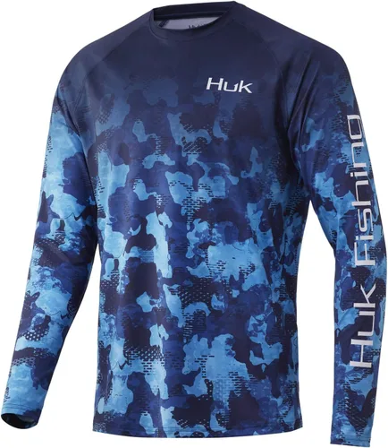 Vista 73 de Huk Pursuit Vented LS para hombre Refracción Fish Fade - San Sal/Wahoo