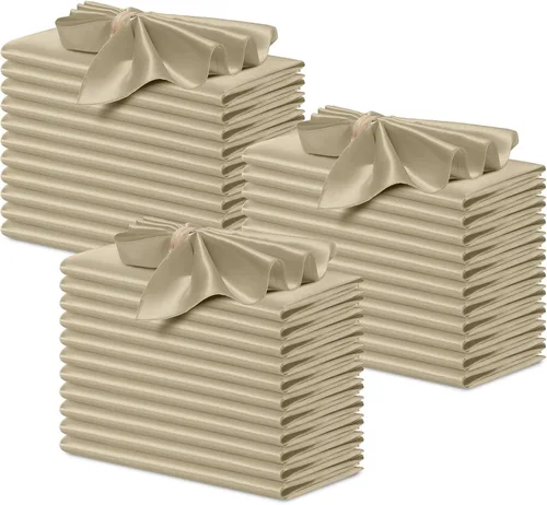 Vista 26 de P Pothuiny 12 servilletas de satén de color beige sedoso de 17 x 17 pulgadas, servilletas cuadradas lisas de tela de satén, servilletas de mesa