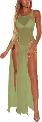 Vista 8 de Traje de baño para mujer, bikini de playa, cobertura de bikini, vestido de malla transparente, tops de malla transparente sexy, ropa de playa