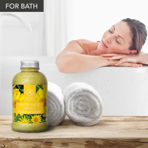 Vista 3 de Sales de baño de árnica de 21.16 onzas – Aceites esenciales de romero y abeto 100% naturales – sal marina Arnica 21.16 oz – Lo mejor para el baño