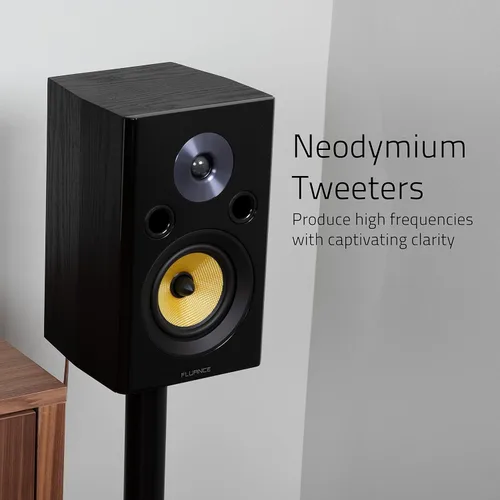 Vista 3 de Fluance Altavoces de sonido envolvente de 2 vías de alta fidelidad para escuchar estéreo de 2 canales o sistema de cine en casa, color negro Negro