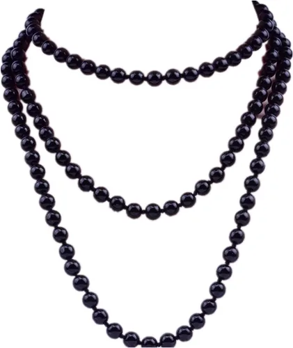 Vista 12 de Collar largo de perlas de los años 20, collar de perlas de imitación con cuentas largas, collar de perlas largas de los años 20, joyería de disfraz