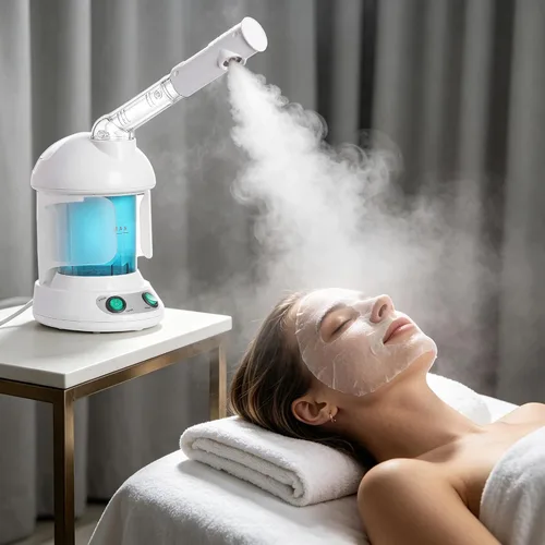Vista 6 de Vaporizador facial para limpieza profunda, máquina de vapor 2 en 1 para uso doméstico natural, acondicionador profundo de cabello negro, vaporizador