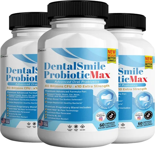 Vista 11 de DentalSmile ProbioticMax, suplemento probiótico oral avanzado, 40 mil millones de UFC, 60 cápsulas, sin gluten (1)