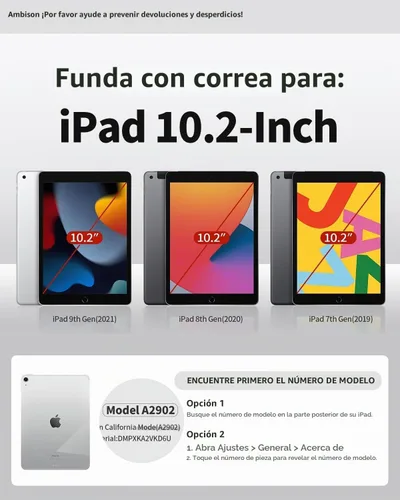 Vista 9 de Ambison - Funda protectora para iPad de 9ª/8ª/7ª generación de 10,2 pulgadas, color negro Hand Strap, 9H Tempered Glass Screen Protector, Rotating