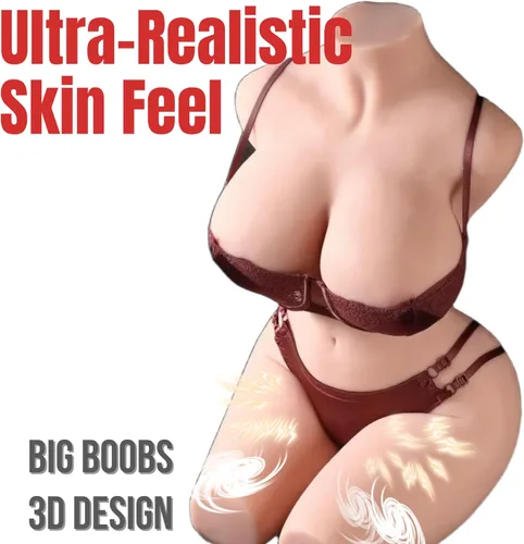 Vista 4 de Muñeca sexual de tamaño real de 40 libras, cuerpo completo para hombres, realista 3 en 1, muñecas sexuales femeninas realistas torso, tetas grandes