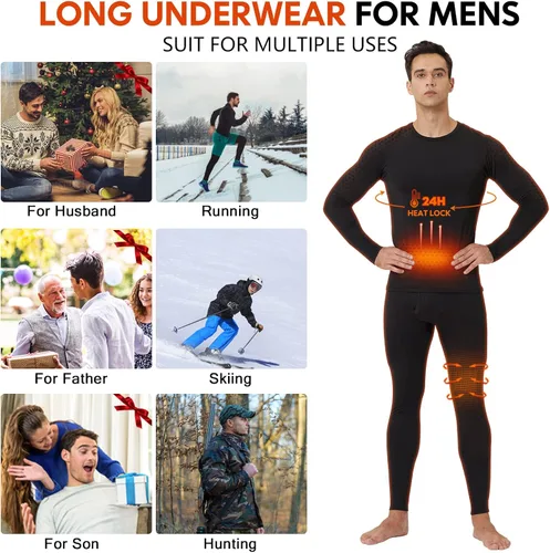 Vista 5 de CL - Ropa interior térmica para hombre, paquete de 2 unidades, suave y cálida, capa base para clima frío