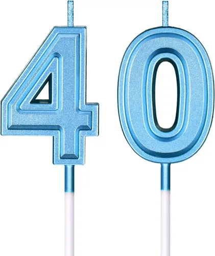 Vista 10 de Frienda Velas de cumpleaños número 40, velas del número 40, decoración de pastel de feliz cumpleaños para hombres y mujeres, aniversario, fiesta