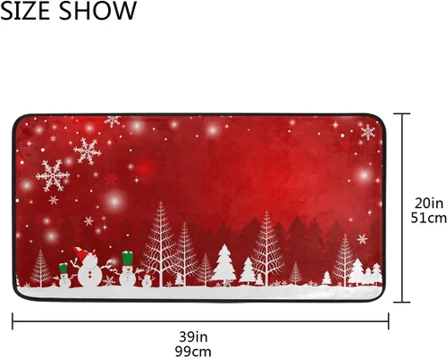 Vista 7 de Alfombras de cocina, diseño de árbol de Navidad, muñeco de nieve, antideslizantes, suaves, alfombra de cocina, tapete de baño, tapete