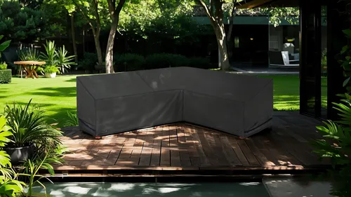 Vista 6 de NettyPro Funda impermeable para sofá modular de patio 600D de alta resistencia, para muebles de patio en forma de L, juego de salón, 83 x 104 Negro