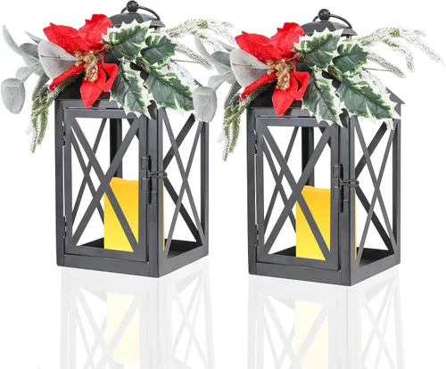 Vista 16 de Bdor Christmas Lanterns 2 Pack with LED Candles for Christmas Porch Decor
