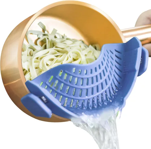 Vista 11 de AUOON - Colador grande con clip para todas las ollas y sartenes, colador de silicona de gran tamaño, diseño familiar, colador de pasta, colador