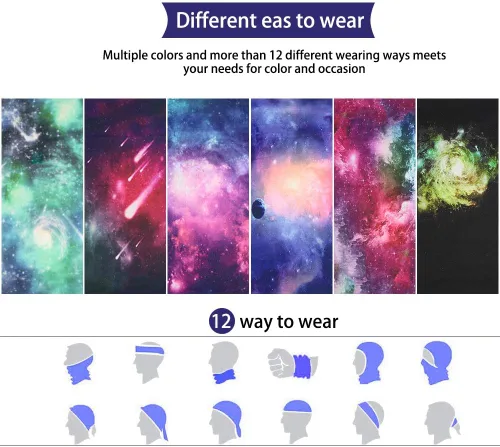 Vista 4 de GUIFIER Máscara facial bandanas para el cuello, bufanda mágica para el polvo, el sol, el viento