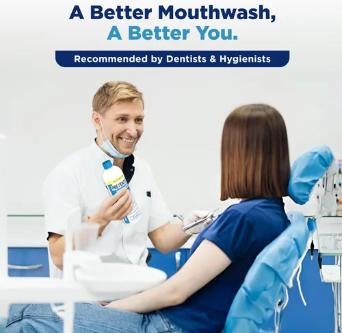 Vista 6 de Prevention Daily Care Enjuague bucal sin alcohol, peróxido de hidrógeno blanqueamiento dental con doble menta calmante para tratamiento del mal