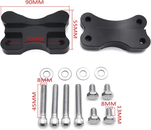 Vista 2 de H2702- Soporte de montaje para adaptador de guardabarros a horquilla negro compatible con Harley FLST 86-14 con rueda de 21 pulgadas