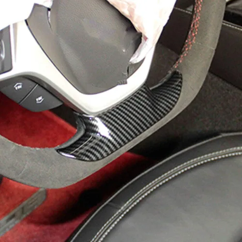 Vista 5 de Cubierta de volante con aspecto de fibra de carbono, accesorios para Chevrolet Corvette C7 2014 2015 2016 2017 2018 (pequeño)