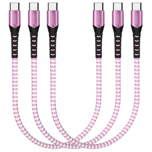 Vista 8 de AGOZ Paquete de 3 cables USB C a USB C de 1 pie para iPhone 17 Pro Max, iPhone 16, iPad Pro, Galaxy S26, S25 FE, S24 Ultra, S23 S22, Z Fold 7, A54