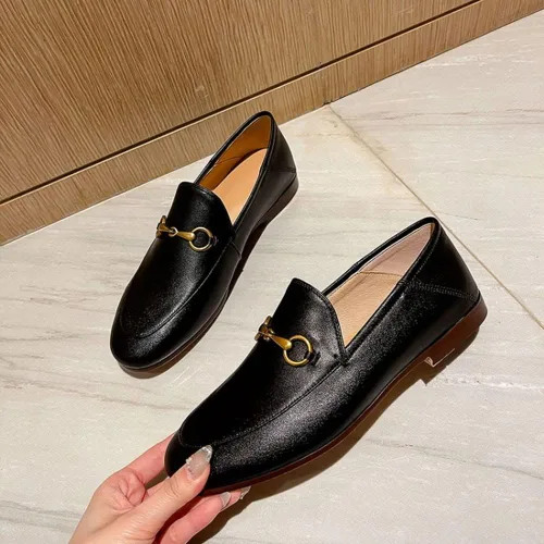 Vista 5 de Divanne Mocasines para mujer, mocasines planos de cadena dorada, mocasines de piel sin cordones