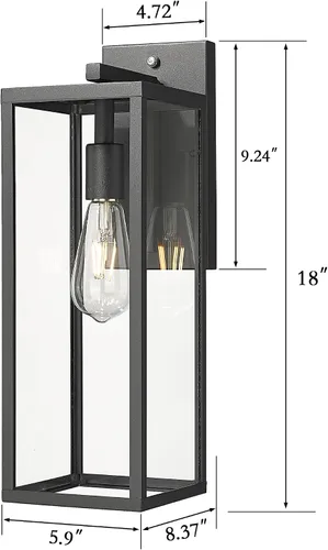 Vista 11 de Bestshared Linterna de pared grande de 18 pulgadas con sensor de atardecer a amanecer, color negro