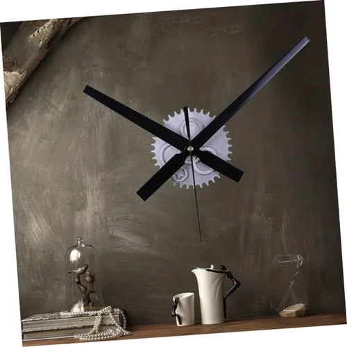 Vista 5 de Retro Industrial Gear Wall Clock Large Pointer Decorative Hanging Clock for Bedroom Kitchen Easy to Install Silver Finish Battery Not Included