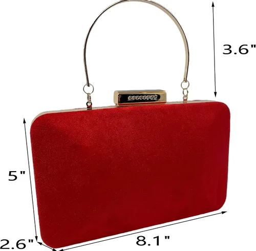Vista 2 de Cirilla Bolso de noche de terciopelo con asa y cadena para boda, cóctel, banquete