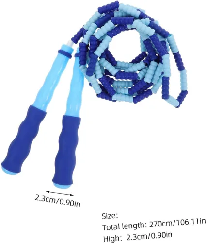 Vista 2 de Kids Beaded Jump Rope for Exercise, Adjustable Speed Rope Blue