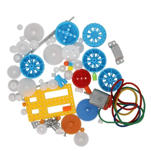 Vista 9 de Fielect Kit de engranajes de plástico 43pcs con accesorios surtidos para robot motor DC 43 piezas