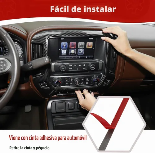 Vista 5 de RT-TCZ para Panel de Tablero de Silverado Cubierta de Embellecedor de Moldura de Fibra de Carbono para GMC Sierra Chevy Silverado 2014-2017 Negro