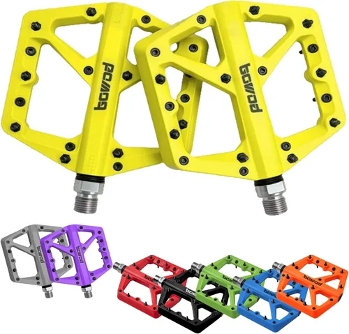 Vista 9 de Pedales MTB, pedales grandes para bicicleta de montaña, pedales de plataforma de bicicleta compuestos de fibra de nailon ligero, pedales de agarre