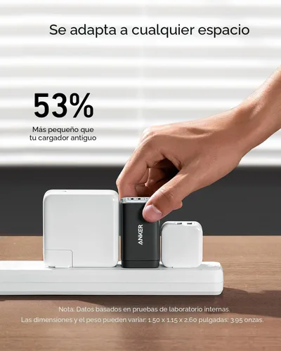 Vista 4 de Anker Bloque de cargador USB C de 3 puertos máximo de 65 W, cargador