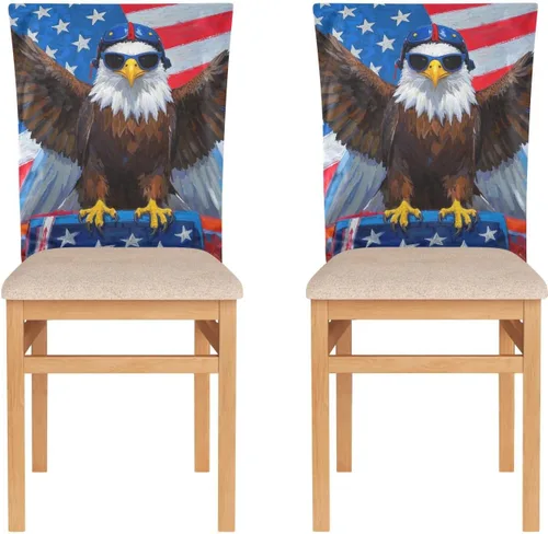 Vista 2 de 4th of July Independence Day Brown Bird Decorative Covers for Chairs for Festivals (Easter, Graduation, etc.) Anti-Dust Stool Covers Cover