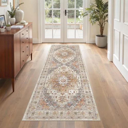 Vista 69 de befbee - Alfombra para sala de estar, lavable y resistente a manchas, con base antideslizante, ideal para dormitorio y cocina, decoración clásica