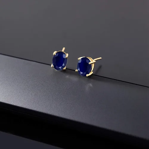 Vista 82 de Gem Stone King Aretes de oro de 14 quilates con piedra natal ovalada de 0.315 x 0.236 in Aretes de oro para mujer