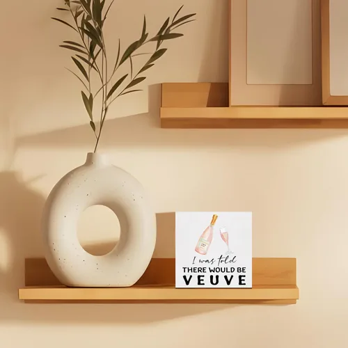 Vista 4 de Cartel de madera de champán rosa divertido, regalo de anfitriona de champán para mujeres, diseño de vino espumoso Grandmillennial, placa decorativa