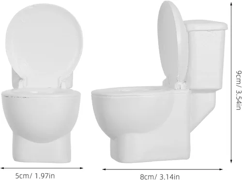 Vista 8 de Garneck Mini inodoro de juguete para casa de muñecas, figura de baño en miniatura, modelo de inodoro pequeño, decoración de adorno de jardín de hadas