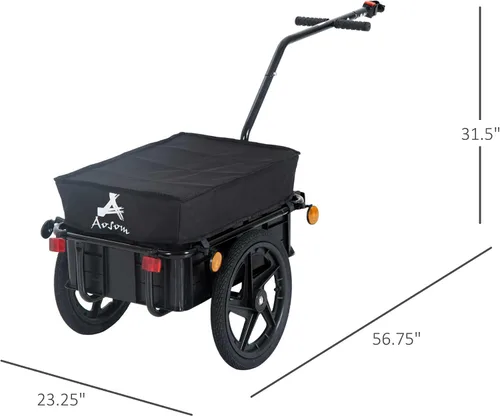 Vista 7 de Aosom Remolque de carga para bicicleta con caja extraíble y cubierta impermeable, remolque de carro de bicicleta con dos ruedas de 16 pulgadas
