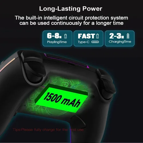 Vista 3 de SZDILONG Wireless Controller with 7 Colors RGB Light for P-S5 Pro/Slim,MAC,iOS,Steam,PC Windows/Android 10 and Above,Support