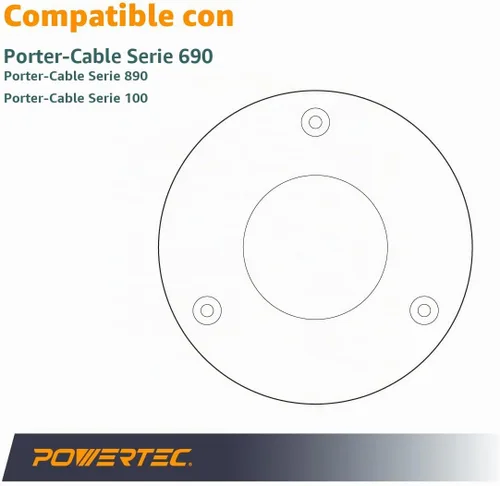 Vista 2 de POWERTEC Placa base de router de 2-1/2 pulgadas de diámetro, acrílico transparente con múltiples agujeros preperforados, tornillos para fácil