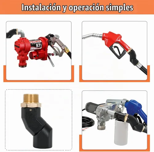 Vista 5 de (1 pulgada NPT, 2 piezas) manguera de combustible negra giratoria 360 Conector giratorio para bomba de transferencia de combustible, boquilla