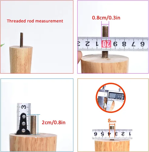 Vista 6 de M8 - Patas oblicuas de madera maciza para muebles, patas de mesa, patas de soporte para sofá, 3.1-27.6 in, para mueble de TV, escritorio, mesa