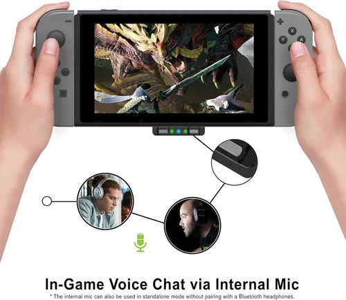 Vista 4 de HomeSpot Adaptador de audio Bluetooth con USB-C, micrófono incorporado, para Nintendo Switch, PS4, PS5, PC, compatible con micrófono, aptX baja