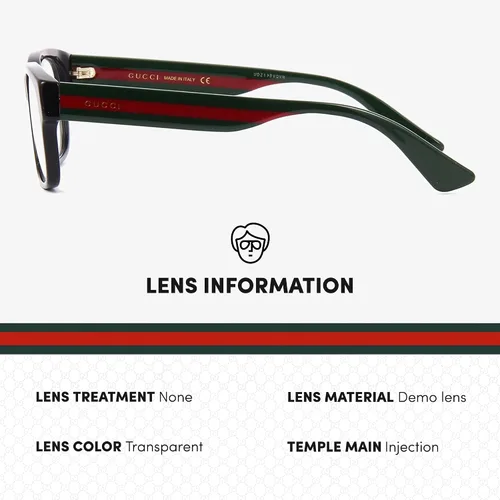 Vista 4 de Gucci GG0343O - Lentes de moda de diseñador con montura rectangular con kit eSHADES de lujo, abraza la sofisticación y la elegancia, NegroVerdeRojo