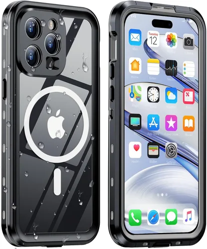 Vista 15 de Funda impermeable diseñada para iPhone 12, cuerpo completo, a prueba de polvo, a prueba de golpes, protector de pantalla integrado